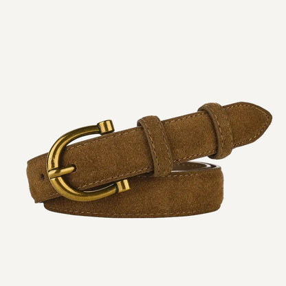 La Élise — Ceinture cuir suédé noir femme fine
