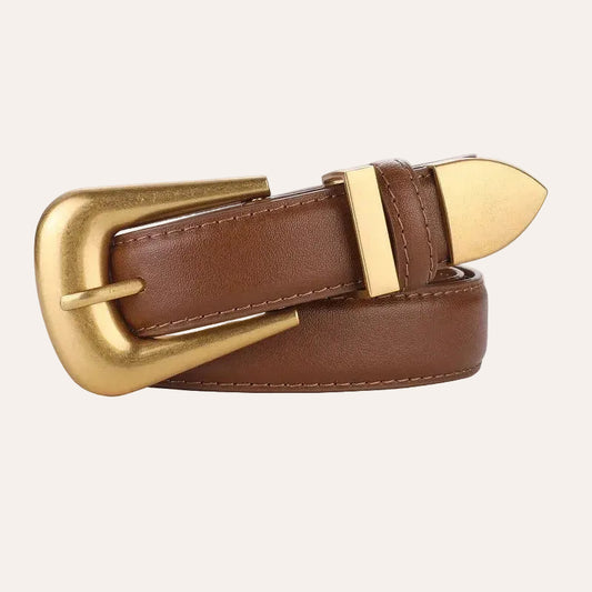 La Sophie — Ceinture cuir véritable femme boucle dorée argentée