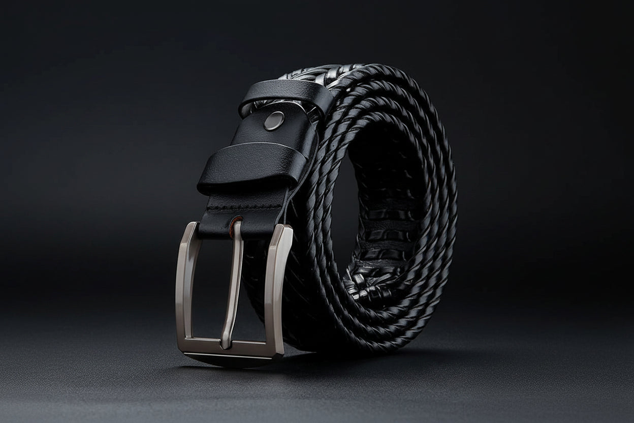Le Gaston — Ceinture cuir tressé homme coffret cadeau