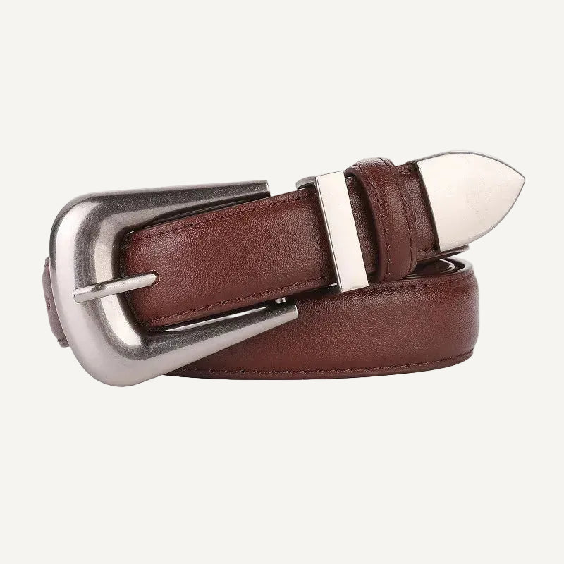 La Sophie — Ceinture cuir femme noir boucle dorée