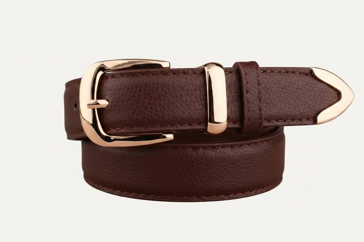 La Camille — Ceinture cuir femme noir boucle dorée
