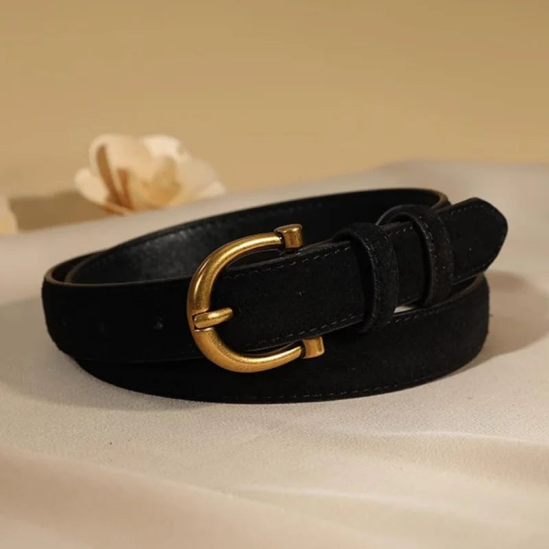 La Élise — Ceinture fine cuir suédé vue complète