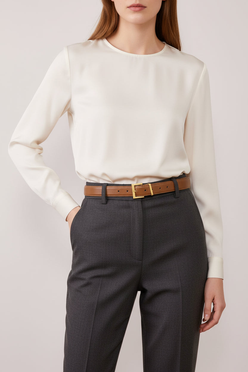L’Audrey — Cuir lisse intemporel boucle dorée femme