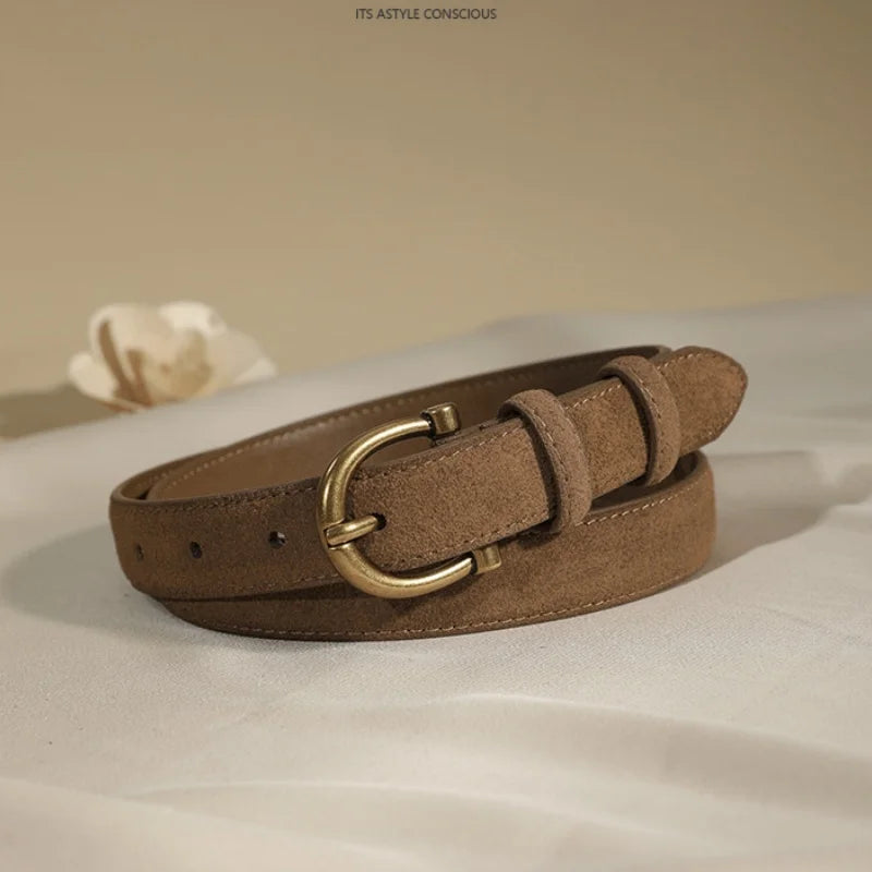 La Élise — Cuir suédé noir boucle dorée femme